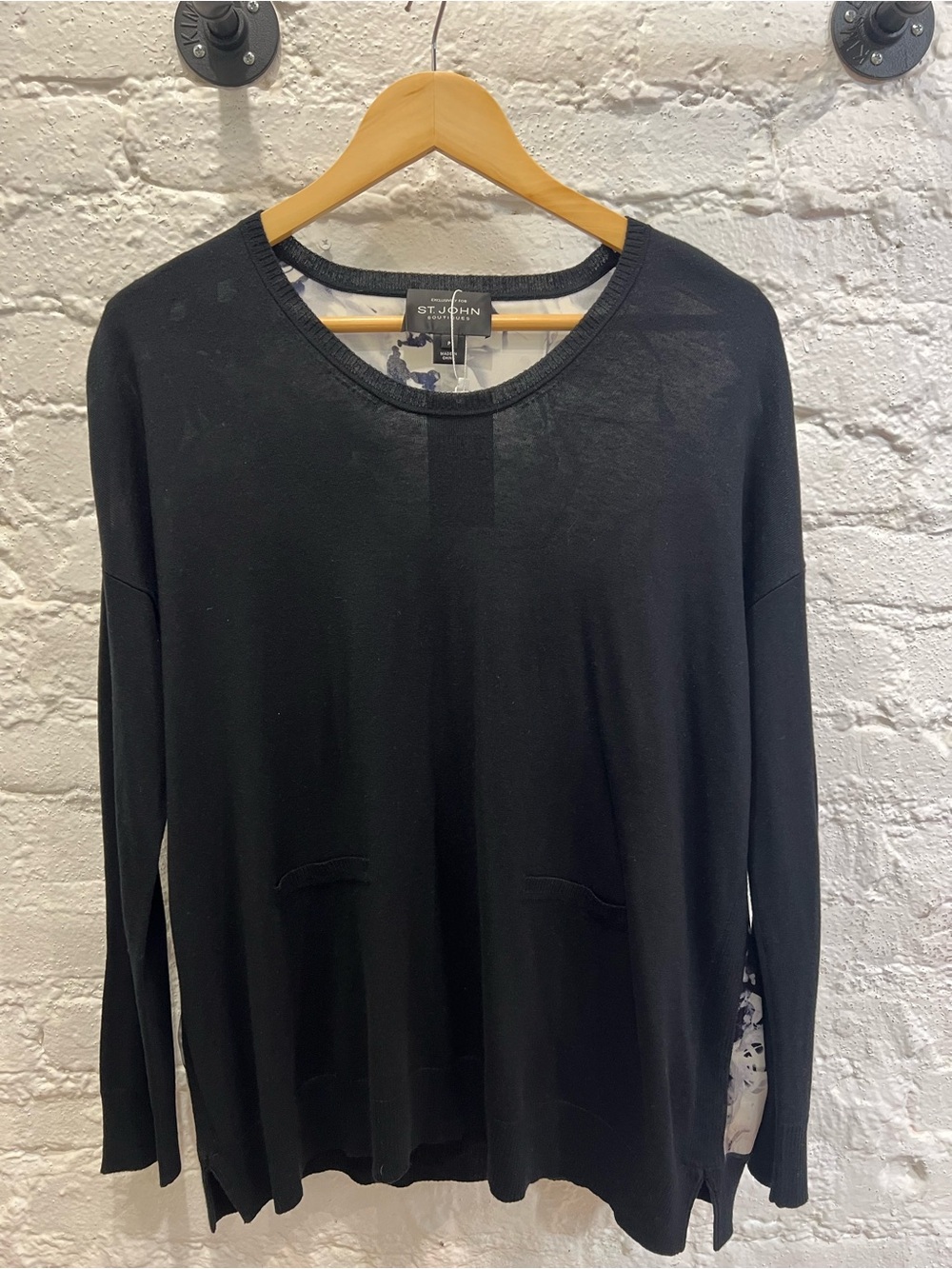 St.John black/floral sweater